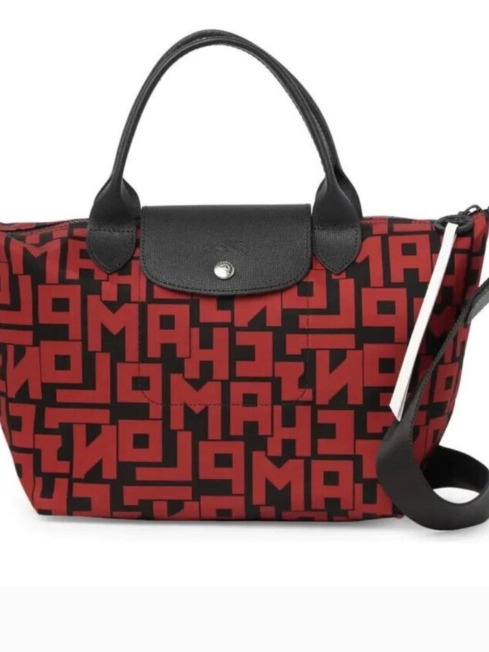 Longchamp Le Pilage Red & Black Logo Travel Bag